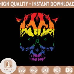 gay pride flag skulls png- lgbtq pride rainbow skull png- cute lgbtq png
