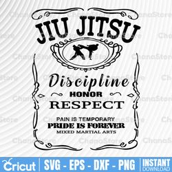 jiu jitsu discipline honor respeact pain is temporary pride is forever svg, dxf,eps,png, digital download