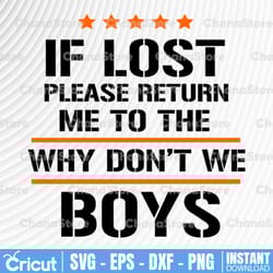 if lost please return me to the why don't we boys svg, dxf,eps,png, digital download