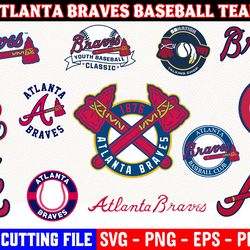 bundle atlanta braves baseball team svg, atlanta braves svg, cut files for cricut png, silhouette file, bundles, vector