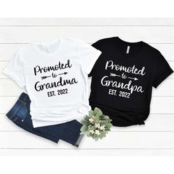 Promoted To Grandpa And Grandma Again Shirt, Pregnancy Announcement Shirts, Grandma Grandpa Shirts,pregnancy Announcemen