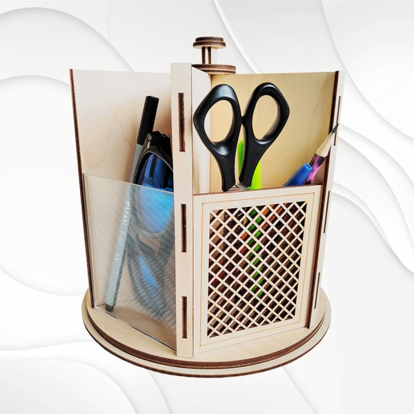Rotating File Stand Rotating stand svg dxf pattern laser cut. Laser cutting file | Inspire ...