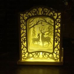 merry christmas pop-up card 3d - christmas deer paper cutting template files - svg files - digital templates ( 16x18cm)