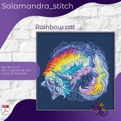 Rainbow cat, cross stitch