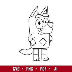 bluey rusty outline svg, rusty dog svg, bluey svg, cartoon svg, png pdf ai digital file