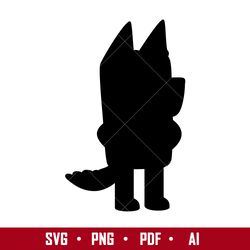 bluey rusty silhouette svg, rusty dog svg, bluey svg, cartoon svg, png pdf ai digital file