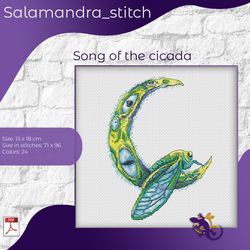 Song of the cicada, cross stitch