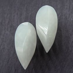 white jade matched pair designer cabochons for earrings