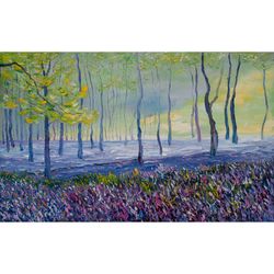 Trees Painting Landscape Original Art Impressionist Art Impasto Painting Wildflowers Painting 32"x20" by Ksenia De