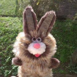 Big rabbit finger puppet toy plush bunny soft montessorri toy Stuffed faux fur bunny Woodland animal rabbit plush