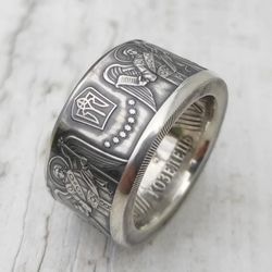 ukrainian silver coin ring - angel's - angels on the ring - coin ring ukraine