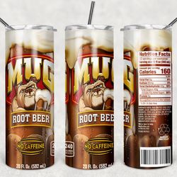 Mug Root Beer Tumbler Wrap Design - JPEG & PNG - Sublimation Printing - Soda / Pop - 20oz Tumbler