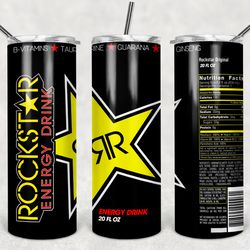 rockstar energy drink tumbler wrap design - jpeg & png - sublimation printing - soda / pop - 20oz tumbler