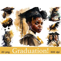 Graduation Elements Set | African American Clipart Bundle