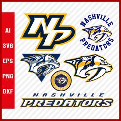 Nashville Predators Svg NHL National Hockey League Team Svg Logo Clipart Bundle Instant Download SVG - PNG - EPS - PDF
