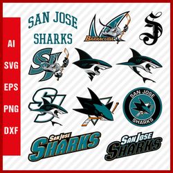 San Jose Sharks Svg NHL National Hockey League Team Svg Logo Clipart Bundle Instant Download SVG - PNG - EPS - PDF