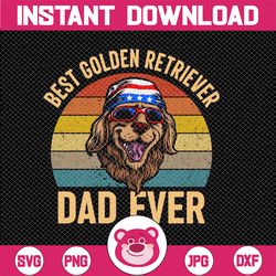 best dog dad ever golden retriever retro vintage png, digital download prints,golden retriever, dog png, animal lover pn