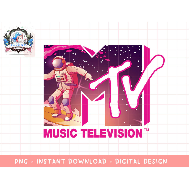 Mademark x MTV - Official MTV Logo - Surfing Astronaut in Space Long Sleeve T-Shirt copy.jpg
