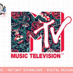 mademark x mtv - the official mtv logo - roses and tattoo style png, digital download, instant download,mtv, mtv logo, m