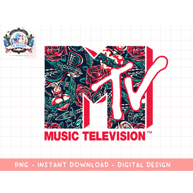 Mademark x MTV - The official MTV Logo - Roses and Tattoo Style T-Shirt copy.jpg