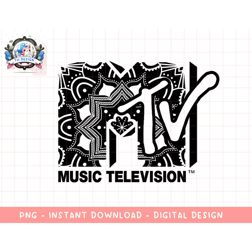 Mademark x MTV - The official MTV Logo with a mandala black and white style T-Shirt copy.jpg
