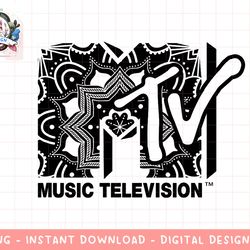 mademark x mtv - the official mtv logo with a mandala black and white style png, digital download, instant download,mtv,