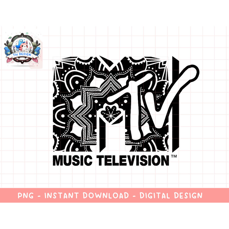 Mademark x MTV - The official MTV Logo with a mandala black and white style T-Shirt copy.jpg