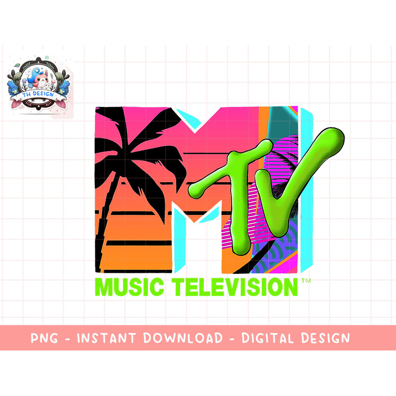 Mademark x MTV - The official MTV Logo with retro palms in paradise T-Shirt copy.jpg