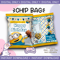 Minions Chip Bag, Instant Download, not editable