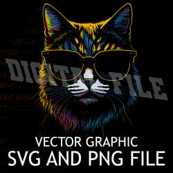 cute cats in sunglasses vector digital file svg,png, sublimation download file