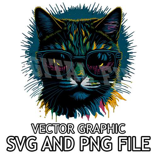 Cute Cats in Sunglasses Vector Digital File SVG,PNG, Sublimation Download File