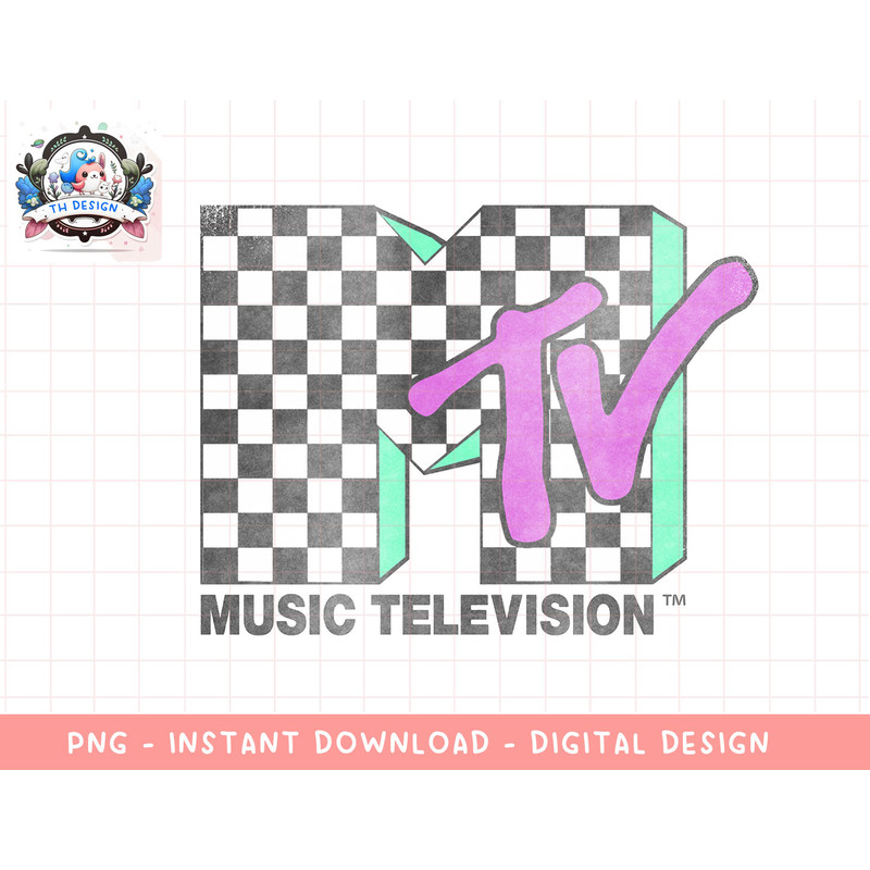 MTV Checkered Distressed Retro Logo Sweatshirt copy.jpg
