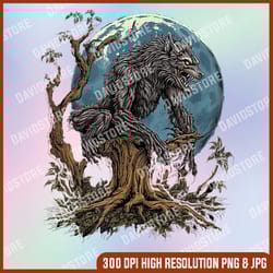 full moon werewolf horror graphic png, monster png, png high quality, png, digital download