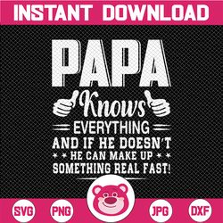 papa knows everything happy father's day svg eps dxf png father survived 2020 funny daddy quote svg tsvg daddy dad gran