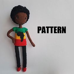 African doll pattern. African boy doll. Crochet african doll. Male african doll