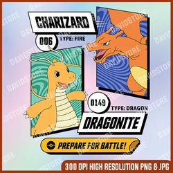 pokemon - dragonite charizard prepare for battle premium png, dragonite png, charizard png, png high quality, png