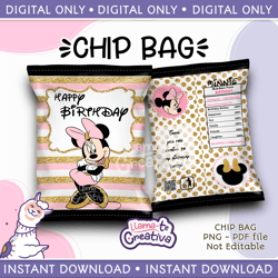 Minnie Mouse Chip Bag, Chip Bags, Digital, Printable, Instant download
