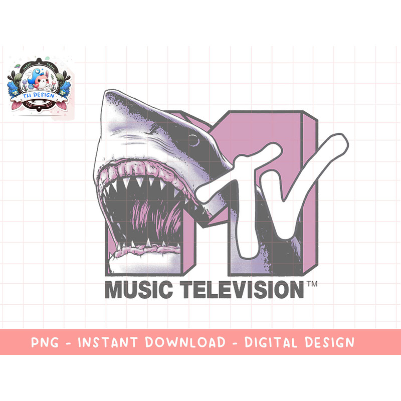 Mtv Shark Shaped Logo Fill In Blue And Pink T-Shirt copy.jpg