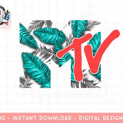 mtv tropical neon turquoise leaves logo grahic png, digital download, instant download,mtv, mtv logo, mtv png