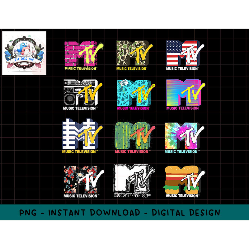 Womens MTV 12 Stacked Logos V-Neck T-Shirt copy.jpg