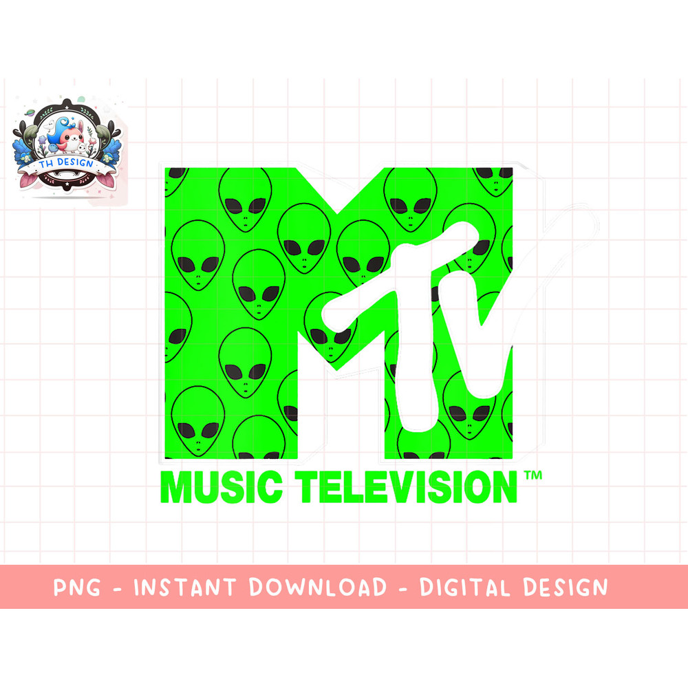 Womens MTV Logo Classic Alien Neon V-Neck T-Shirt copy.jpg