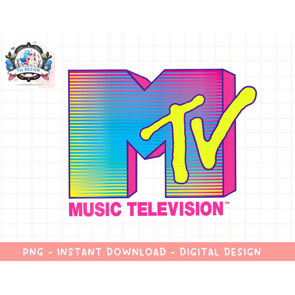 Womens MTV Logo Fluorescent Colors V-Neck T-Shirt copy.jpg