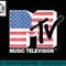 Womens MTV Logo USA Flag V-Neck T-Shirt copy.jpg