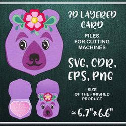 Mama Bear | 3D Layered Mothers Day Card Svg