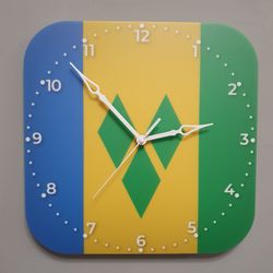 Saint Vincent and the Grenadines flag clock for wall, Saint Vincent and the Grenadines wall decor