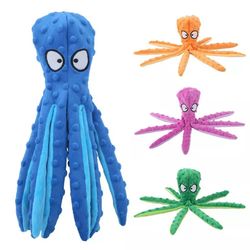octopus shape 8 legs dog squeaky sound chew plush toy - assorted set of 1