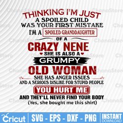 thinking i am just a spoiled child was your first mistake i am a spoiled granddaughter of a crazy svg, dxf,eps,png,