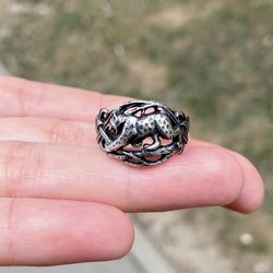 Silver lynx ring, Size 6 - 11 US, Made to Order