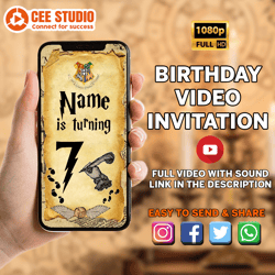 wizard birthday video invitation, wizard invitation video, witches and wizard invitation, magical invitation, digital