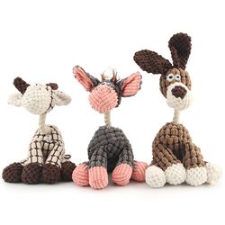 Donkey Shape Rope Squeaky Plush Chew Toys for Cat and Dogs - Assorted Set of 1